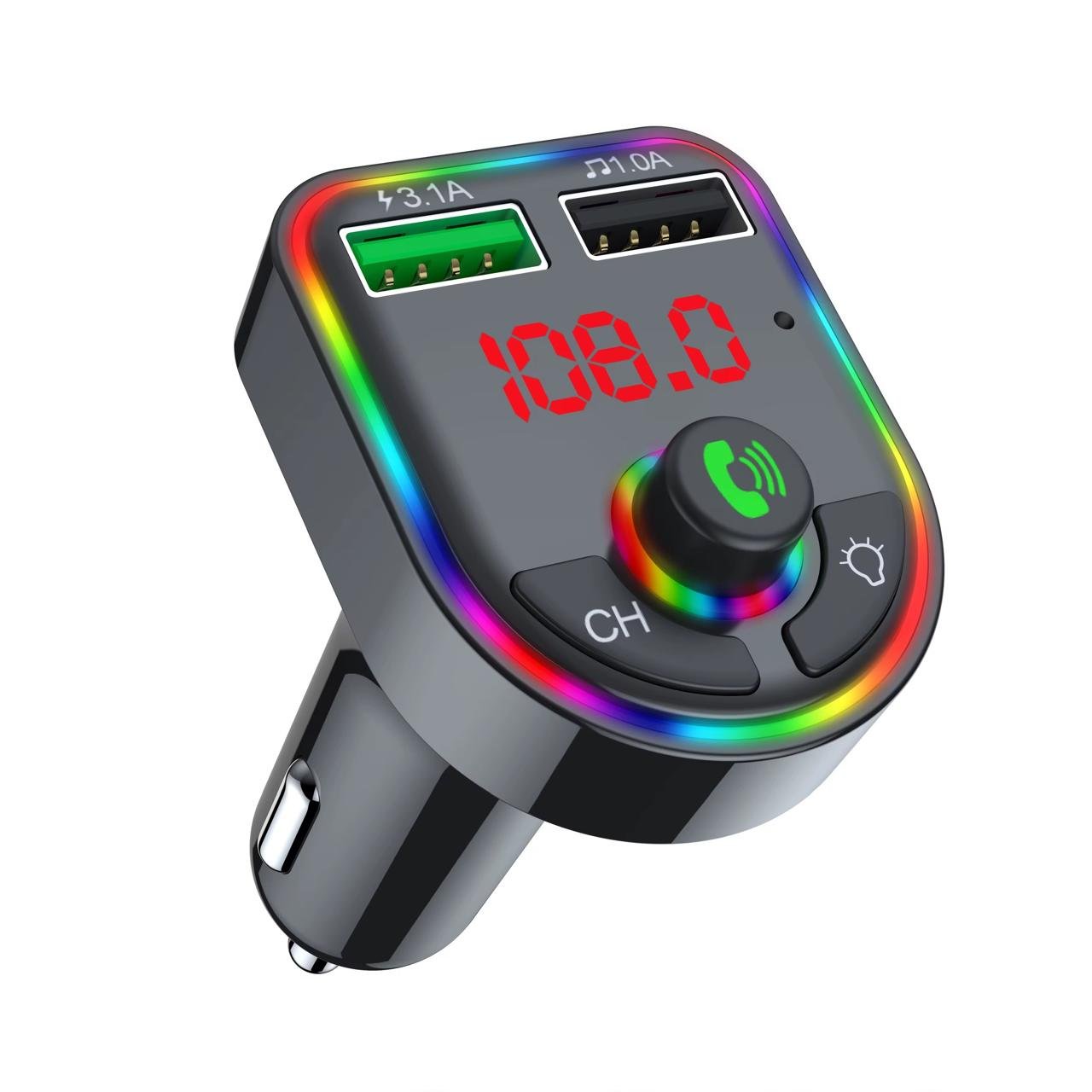Handsfree BT 5.0 FM Transmitter Modulator Car Mp3 Player 3.1A Fast Charger